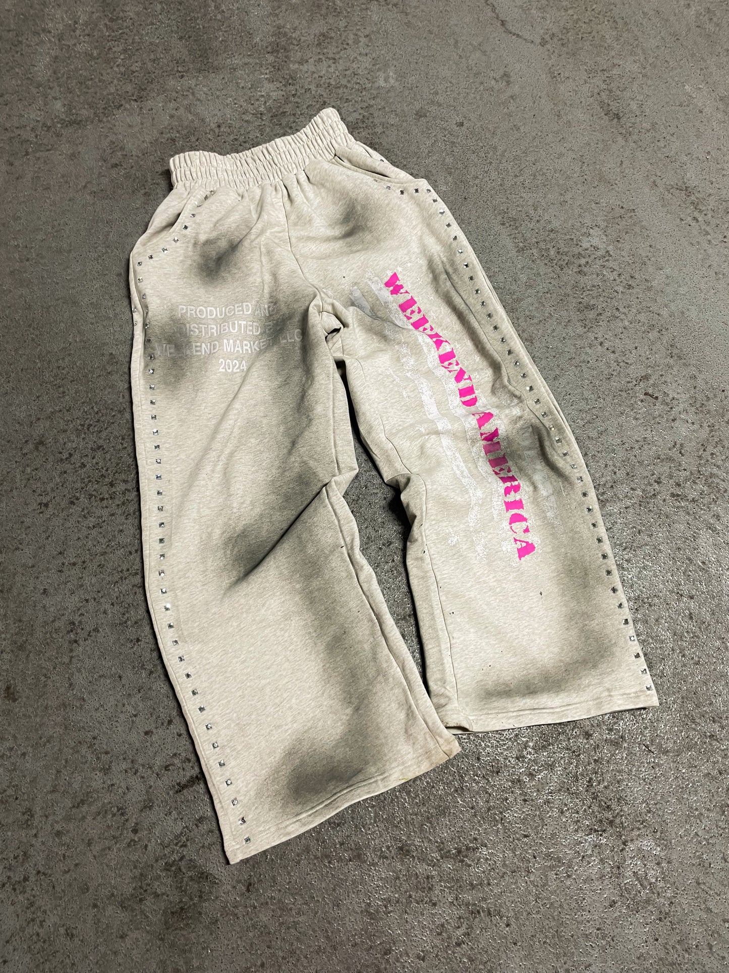 "Weekend America" Rhinestone Baggy Sweatpants